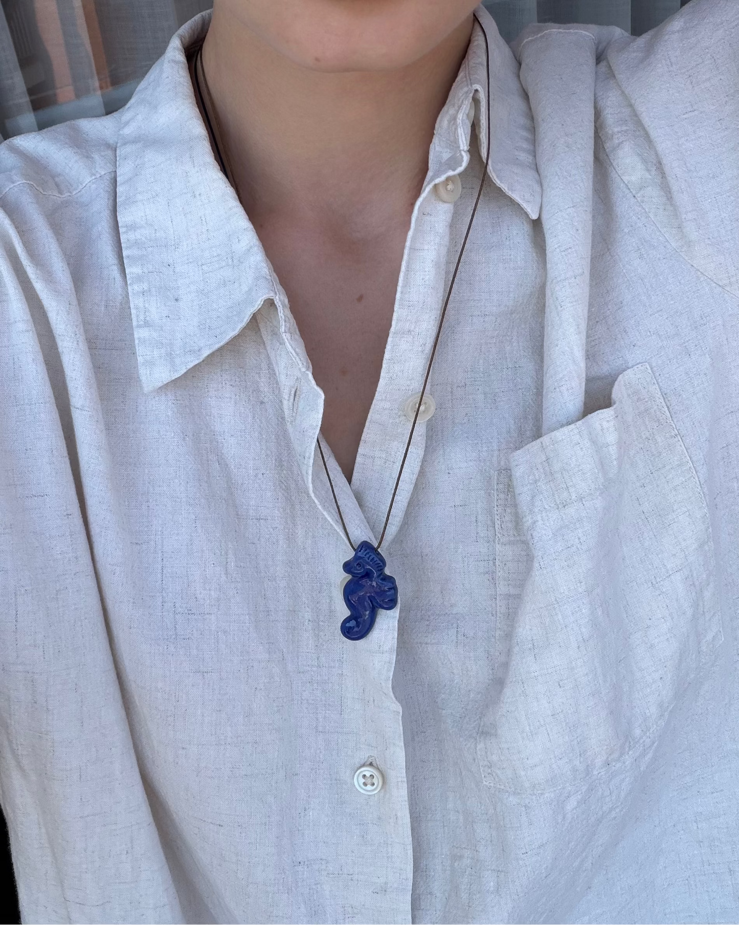 Dark Blue Seahorse Pendant