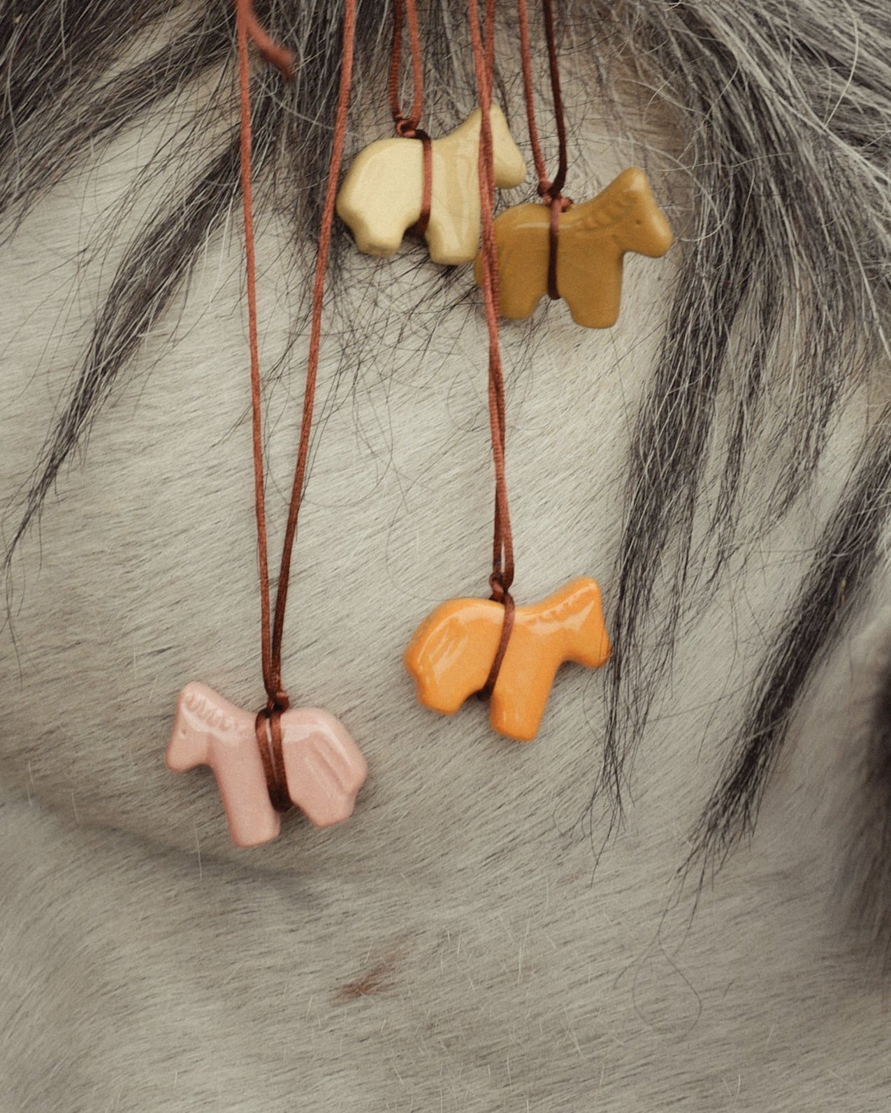 Pink Ceramic Horse Pendant