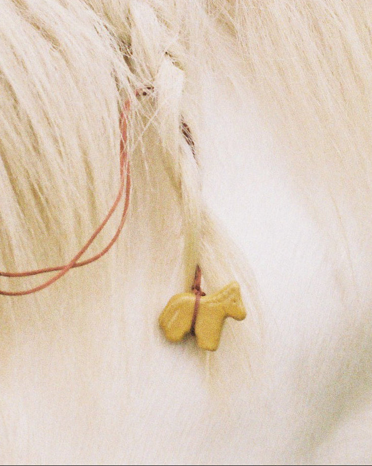 Yellow Ceramic Horse Pendant