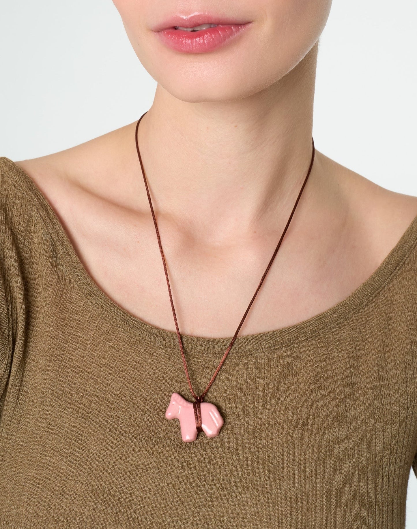 Pink Ceramic Horse Pendant
