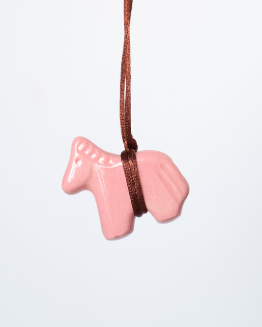 Pink Ceramic Horse Pendant